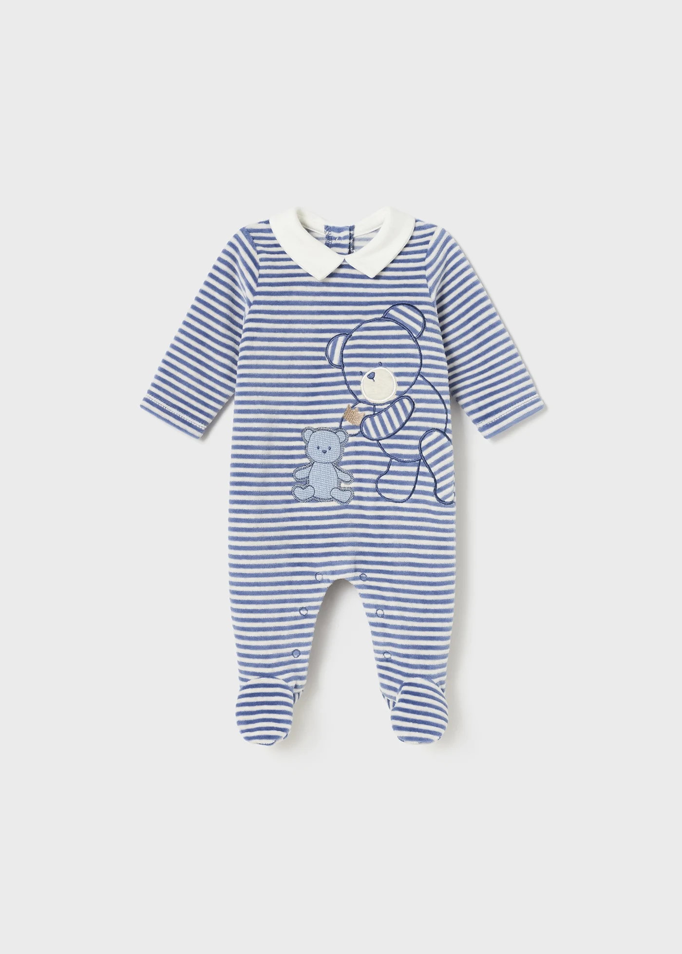 Mayoral Velour Striped Bodysuit Style 2750 - Winter Blue